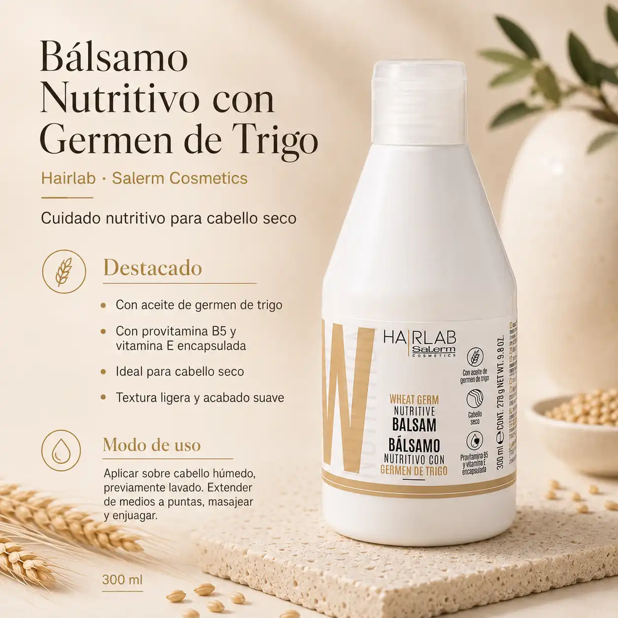 aplicacion de balsamo de germen de trigo de Salerm