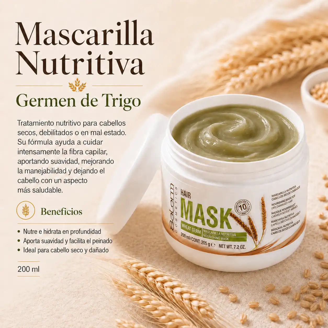 aplicacion de mascarilla de germen de trigo de salerm
