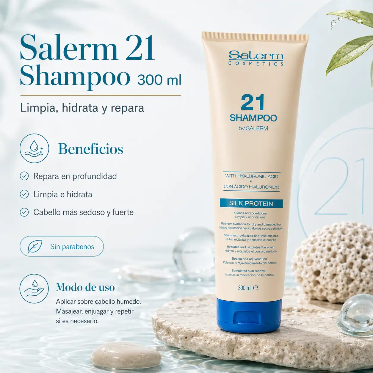 beneficios de shampoo salerm21 y modo de uso