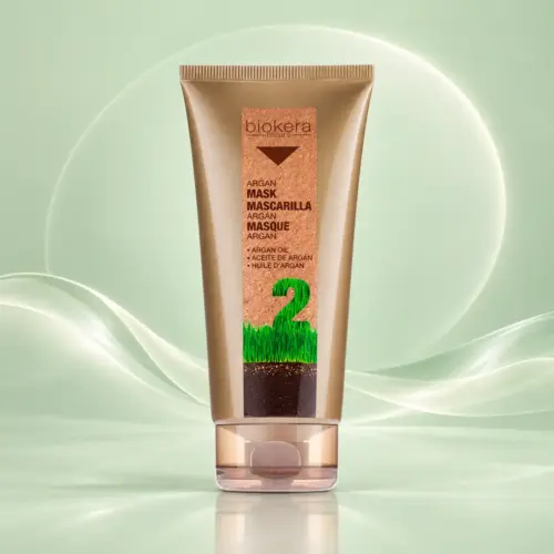 Biokera Natura Mascarilla de Argán 200 ml de Salerm Cosmetics, tratamiento capilar profesional disponible en Lima, Perú