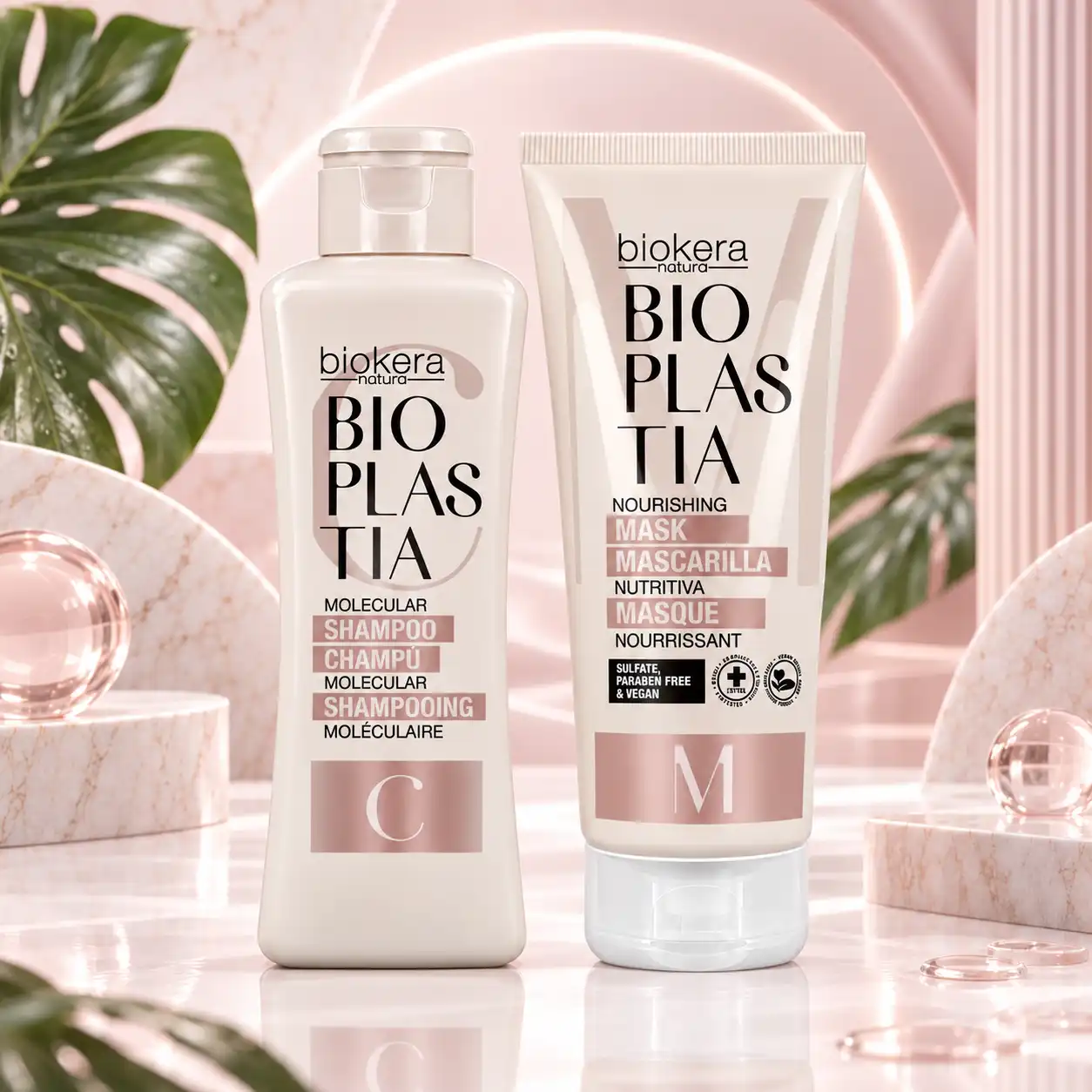 Champú Molecular y Mascarilla Nutritiva Bioplastia Salerm para el cuidado del cabello